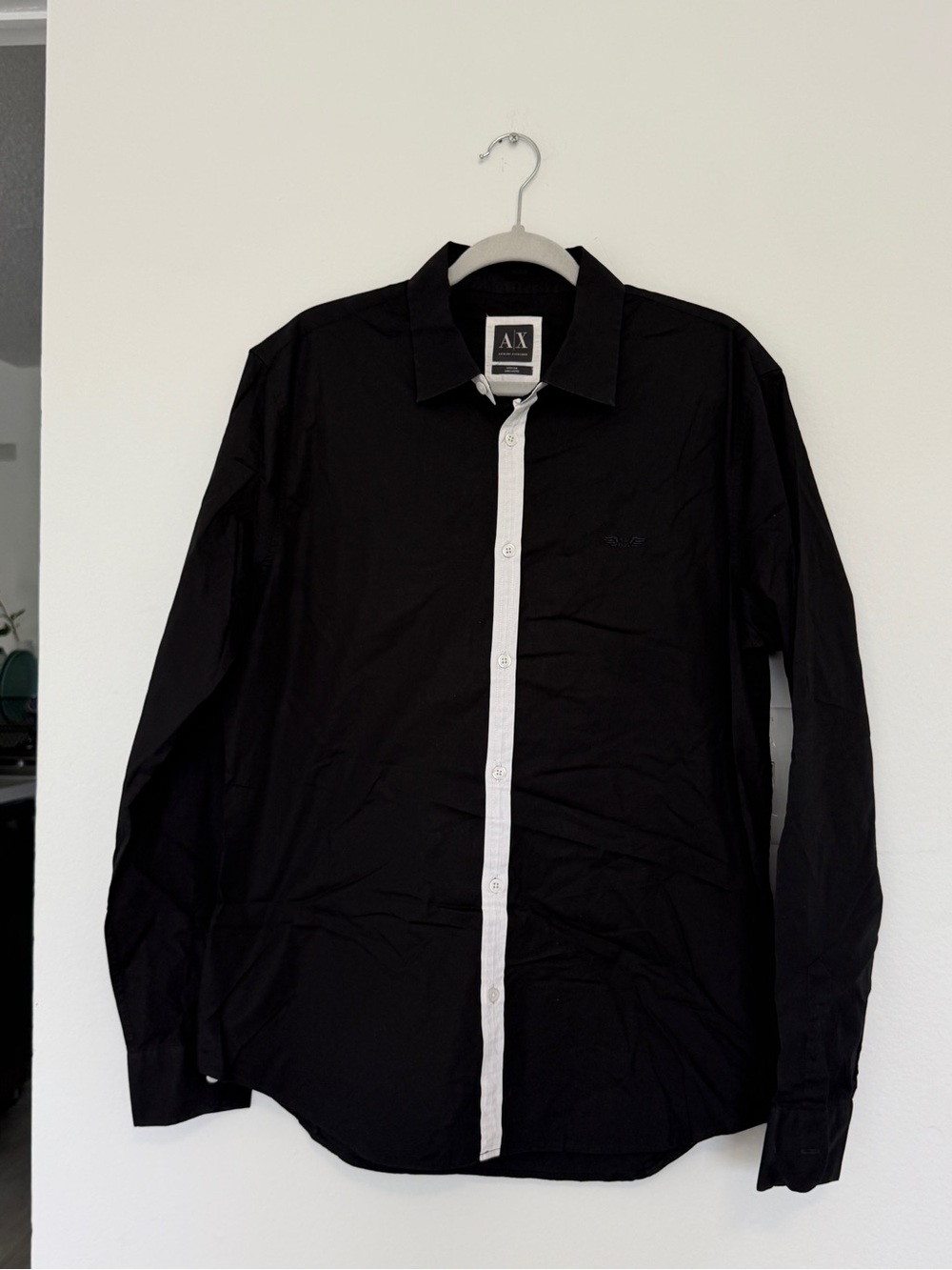A|X Armani Exchange Black Shirt with White Placket